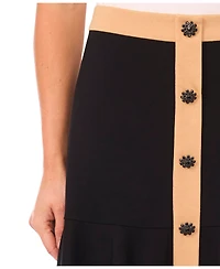 CeCe Women's Button Down Flounce Mini Skirt