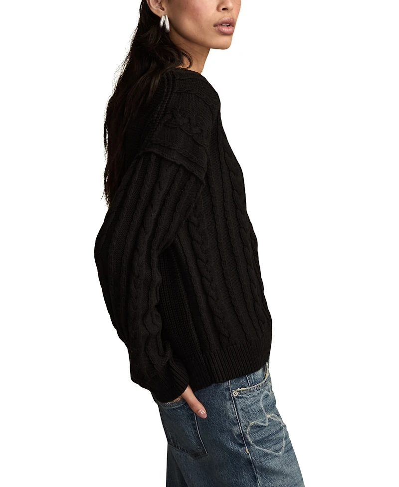Lucky Brand Women's Cable Crew Neck Sweater