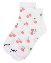 MeMoi Women's Multi Cherries Athletic Quarter Socks