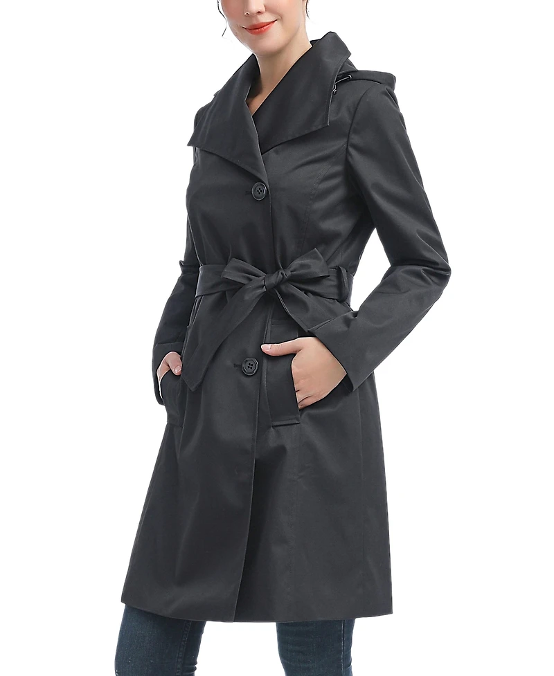 kimi + kai Women's Wing Collar Hooded Trench Coat