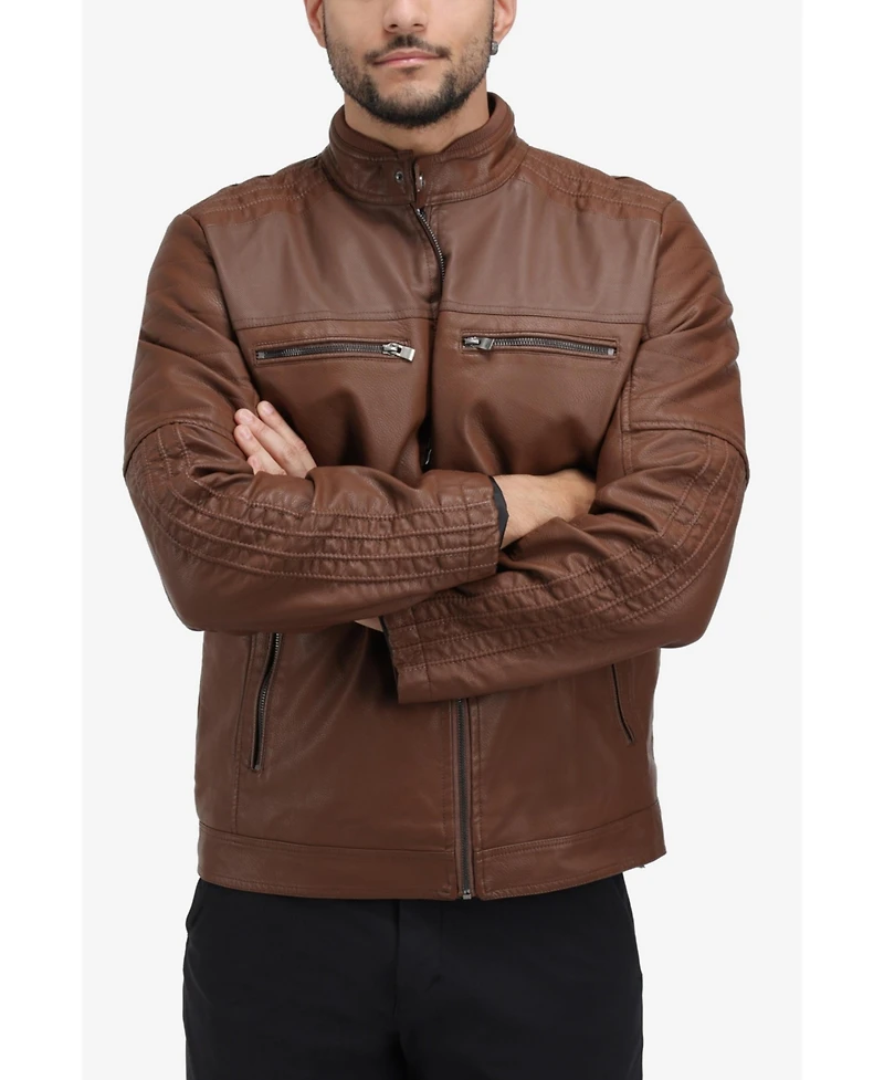 Xray Men's Grainy Pu Leather Moto Jacket