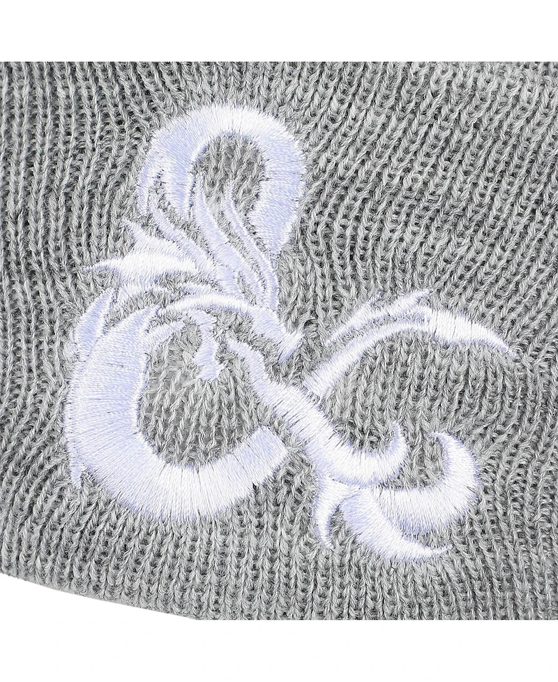 Dungeons & Dragons Men's Ampersand Logo Embroidery Heather Gray Acrylic Knit Cuff Beanie