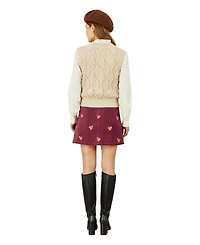 Yumi Women's Corduroy Daisy Mini Skirt