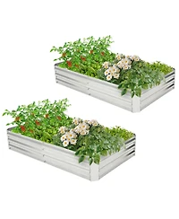 Gymax 2PCS Galvanized Raised Garden Bed Elevated Rectangle Plant Box 6 x 3 x 1FT