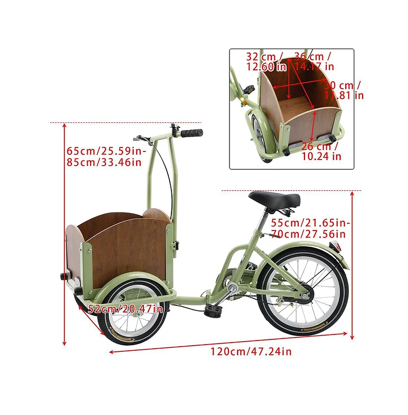 Artudatech Children/Lady Folding Pet Dog Tricycle Cart Reverse Three-wheel Bike
