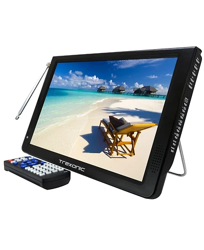 Trexonic Ultra Lightweight Rechargeable Widescreen 12" Led Portable Tv with Built-in Digital Tuner and Detachable Antenna