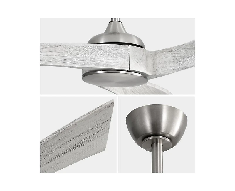 52-inch Modern Sand Nickel 3 Solid Wood Blade Ceiling Fan with Six Speed Remote Control and Forward Reverse Function