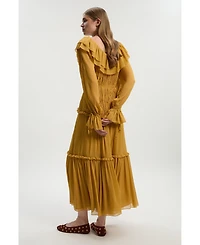 Karen Millen Georgette Ruffle Woven Maxi Dress