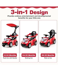 Sugift 3-in-1 Push Car for Toddler Sliding Car with Seat Belt and Canopy