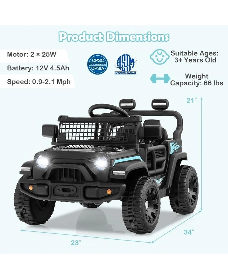 Sugift 12V Kids Ride on Truck Car Battery Powered Electric Vehicle