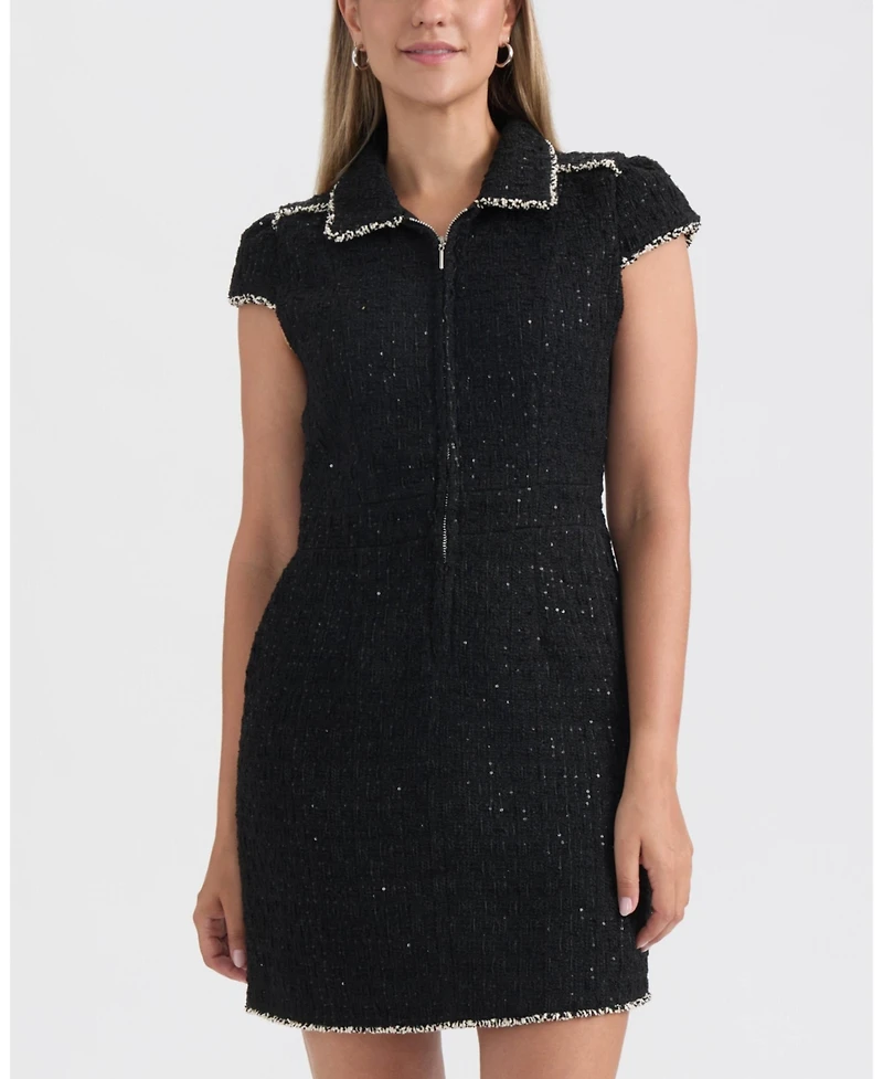 Ellen Tracy Women's Cap Sleeve Tweed Dress