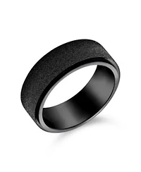 Bling Jewelry Wide Polished Beveled Edge Brushed Sparkle Sand Blast Titanium Black Band Comfort Fit 8MM