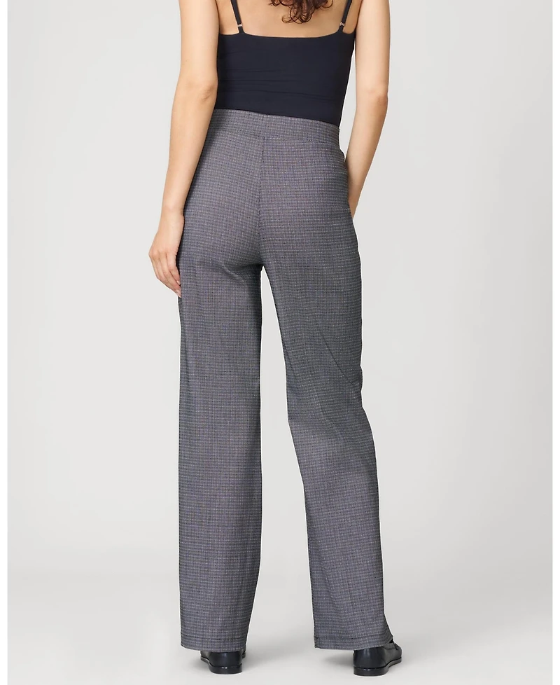 Cable & Gauge Women's Micro Grid Wide Leg Pull On Pant