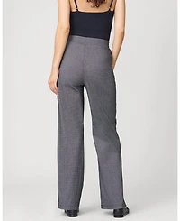 Cable & Gauge Women's Micro Grid Wide Leg Pull On Pant