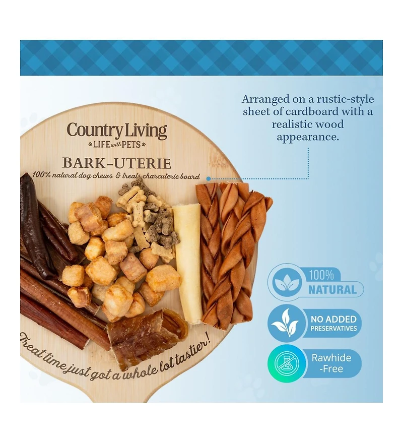 Country Living Bark-Uterie Board – Charcuterie-Inspired Natural Dog Treats Variety