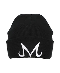 Dragon Ball Z Men's Majin Symbol Embroidery On Black Ribbed Acrylic Knit Cuff Beanie
