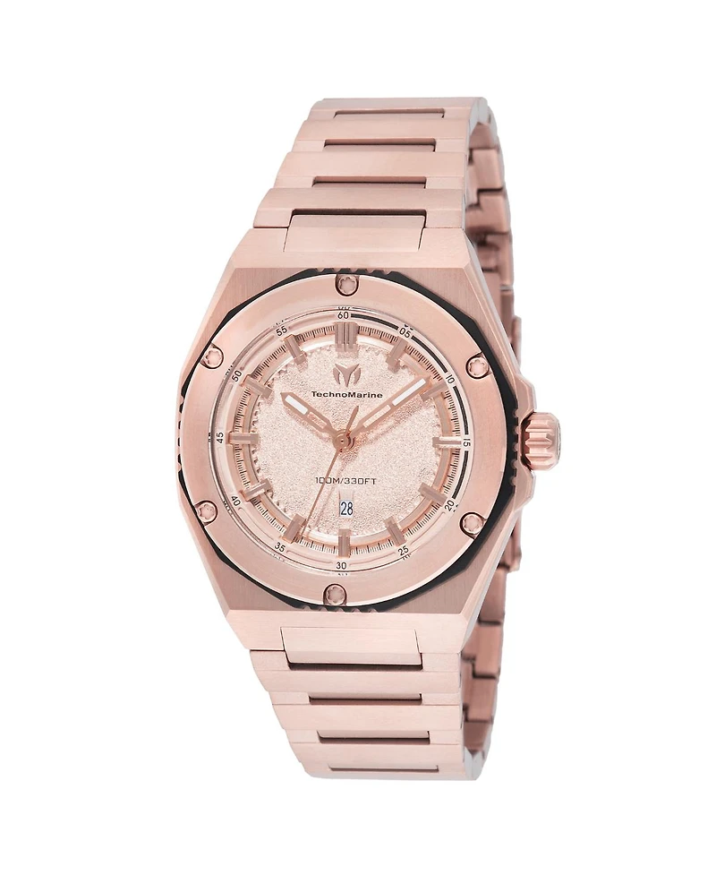 Technomarine Women's Tm- Coral Quartz Rose Gold Dial Watch