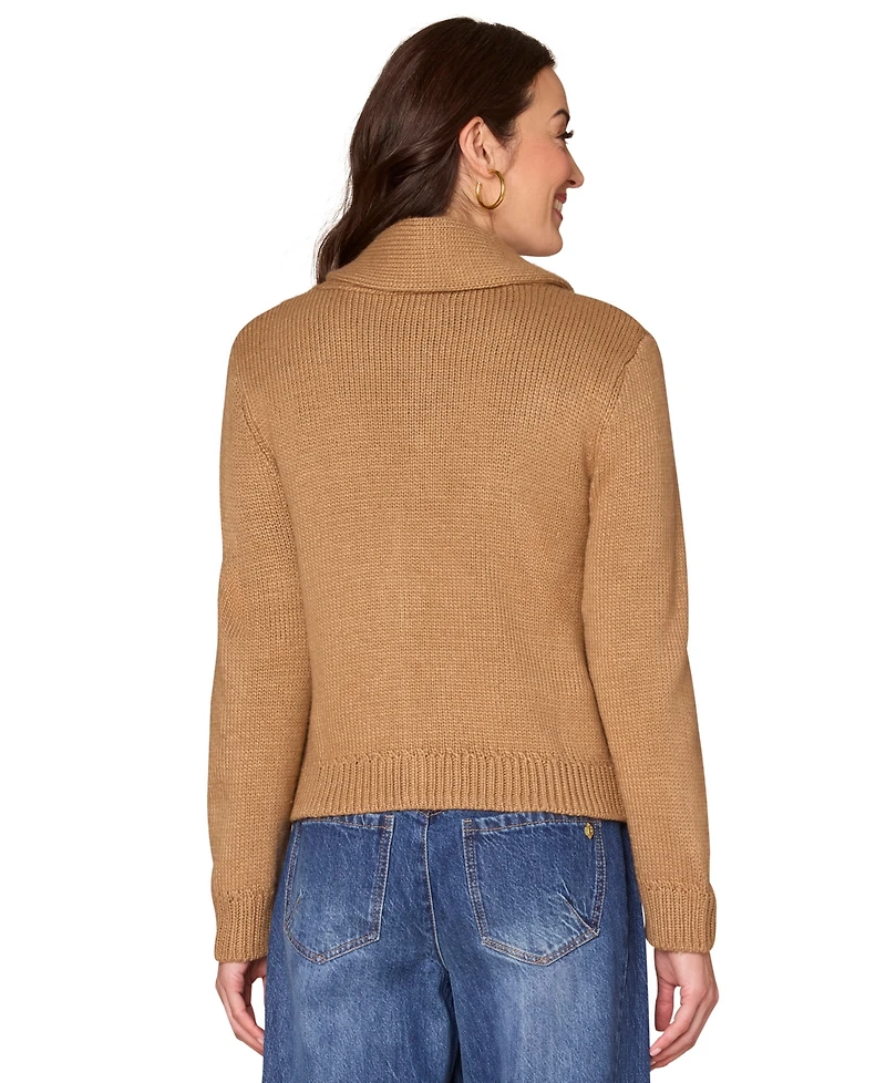 Democracy Women's Long Sleeve Shawl Collar Sweater