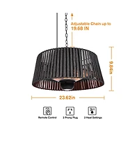 Hanging Heater Lamp, 1500W Waterproof Electric Patio Heater with Remote Control