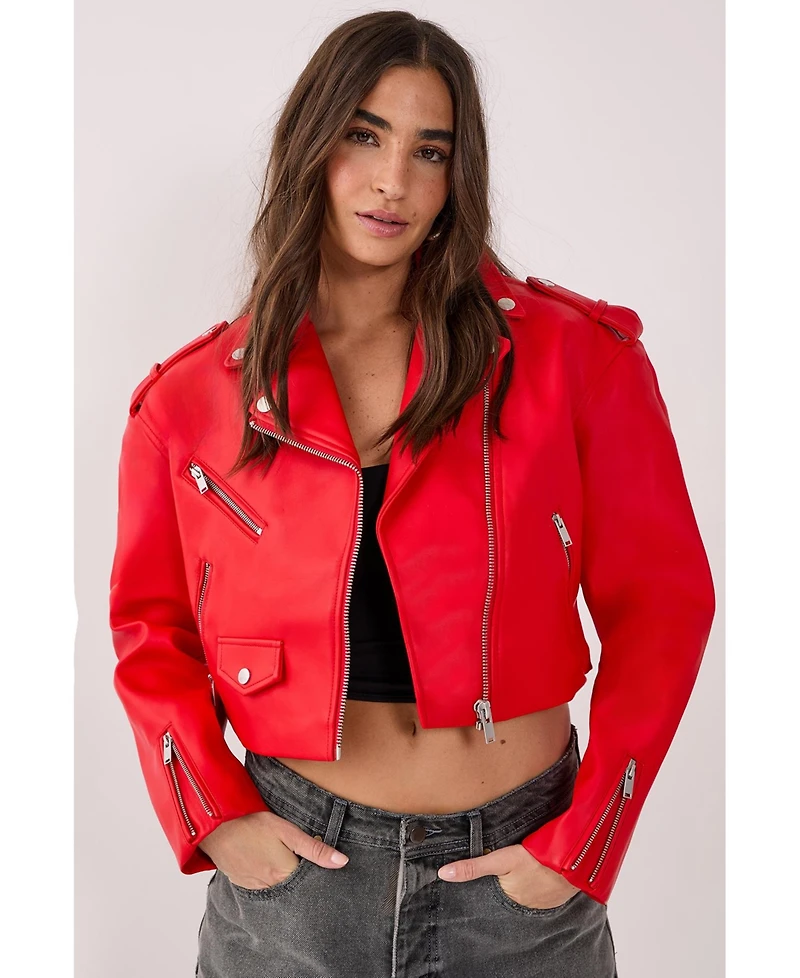 Nasty Gal Faux Leather Boxy Biker