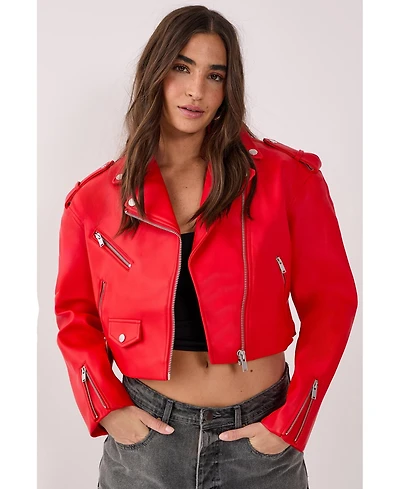 Nasty Gal Faux Leather Boxy Biker