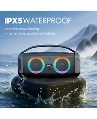 Portable Bluetooth Speaker with Subwoofer, Mic & Party Lights