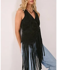 Nasty Gal Women's Premium Suede Fringe Waistcoat