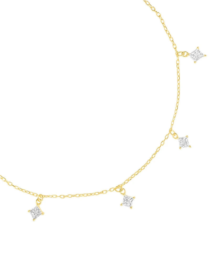Macy's Cubic Zirconia Princess Station Anklet (1.5 ct. t.w.) Sterling Silver (also 14K Gold Over Silver)