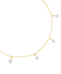 Macy's Cubic Zirconia Princess Station Anklet (1.5 ct. t.w.) Sterling Silver (also 14K Gold Over Silver)