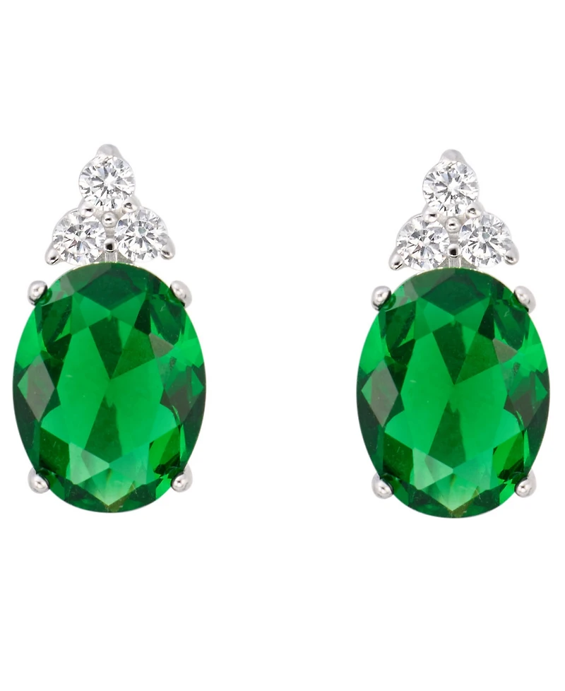 Macy's Crystal (0.12 ct. t.w.) and Cubic Zirconia (3.44 ct. t.w.) Stud Earrings in Sterling Silver