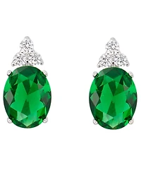 Macy's Crystal (0.12 ct. t.w.) and Cubic Zirconia (3.44 ct. t.w.) Stud Earrings in Sterling Silver