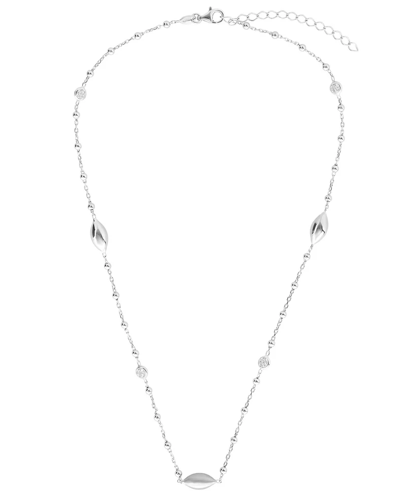 Macy's Cubic Zirconia Beaded Necklace (0.40 ct. t.w.) in Sterling Silver