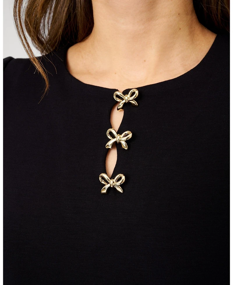 Cable & Gauge Puff Sleeve Bow Top