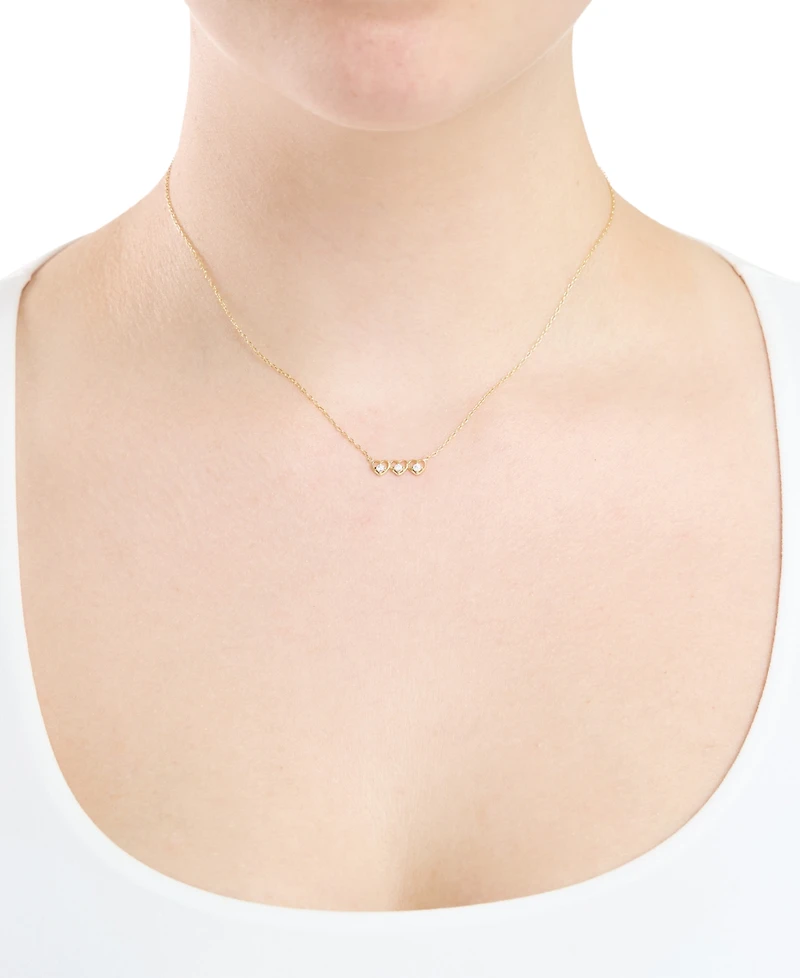 Macy's Cubic Zirconia Triple Open Heart Necklace (0.06 ct. t.w.) 14K Gold Over Sterling Silver (also Silver)