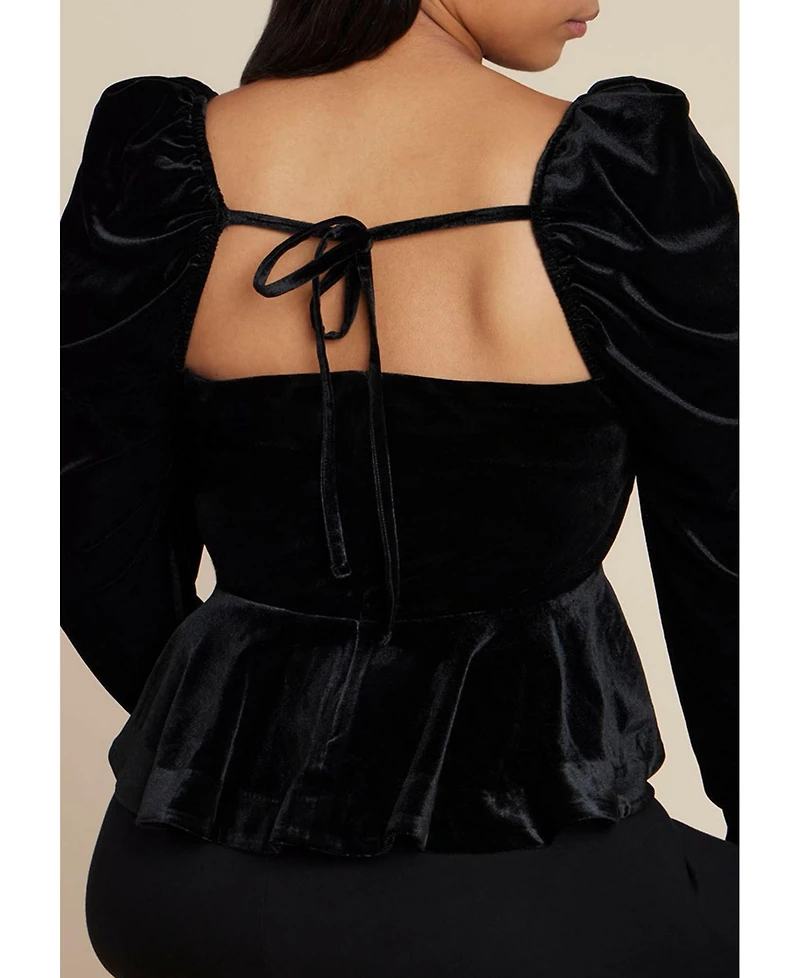 Eloquii Women's Velvet Peplum Top