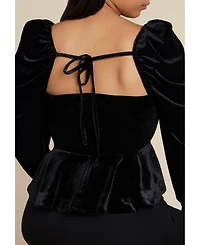 Eloquii Women's Velvet Peplum Top