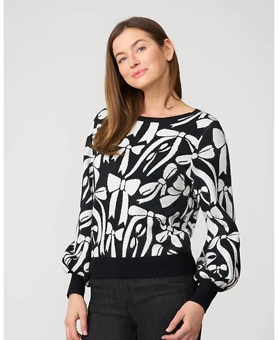 Cable & Gauge Women's Bow Boatneck Sweater