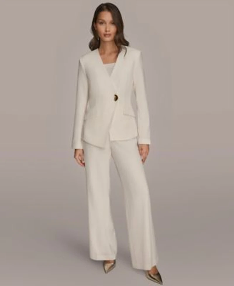 Donna Karen New York Womens Asymmetrical Blazer Wide Leg Pants