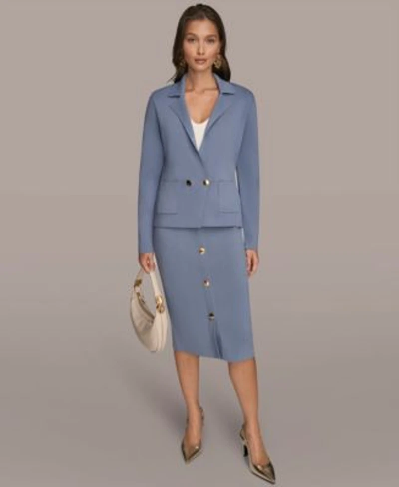 Donna Karen New York Womens Sweater Blazer Skirt