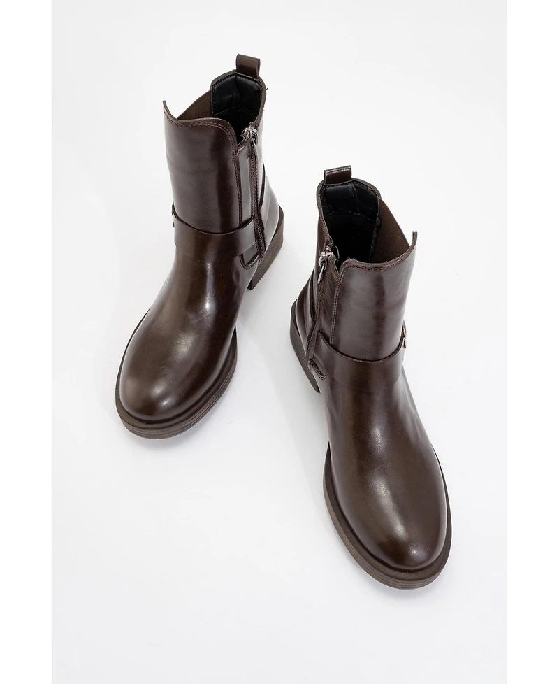 Prologue Shoes Stone Buckled Zip Ankle Boot (Women)
