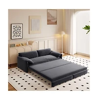 Maison Boucle 66" Queen Pull-Out Sofa Bed, Convertible 3-in-1 Velvet Sleeper Couch with Storage Pocket for Living Room or Guest Room-Maison