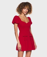 B Darlin Women's Puff Sleeves Fit and Flare Dress