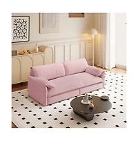 Maison Boucle 66" Queen Pull-Out Sofa Bed, Convertible 3-in-1 Velvet Sleeper Couch with Storage Pocket for Living Room or Guest Room-Maison