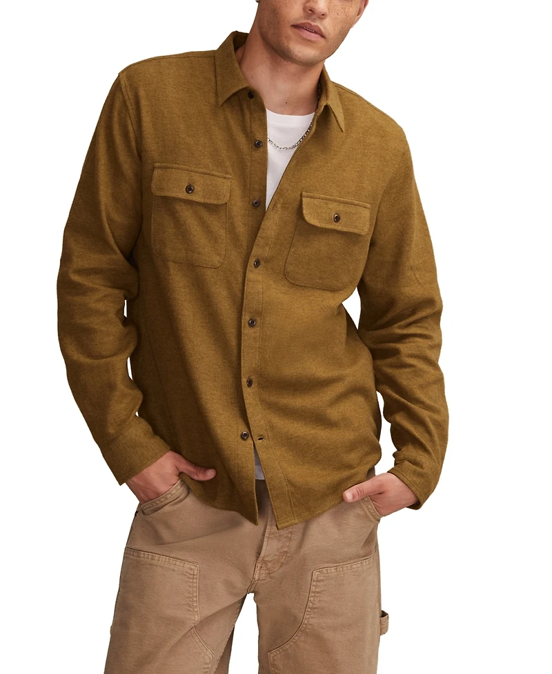 Lucky Brand Men's Solid Cloud Soft Flannel Long Sleeve Shirt