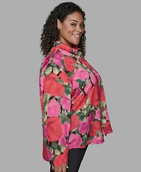 Karl Lagerfeld Paris Plus Floral Print Long Sleeve Top