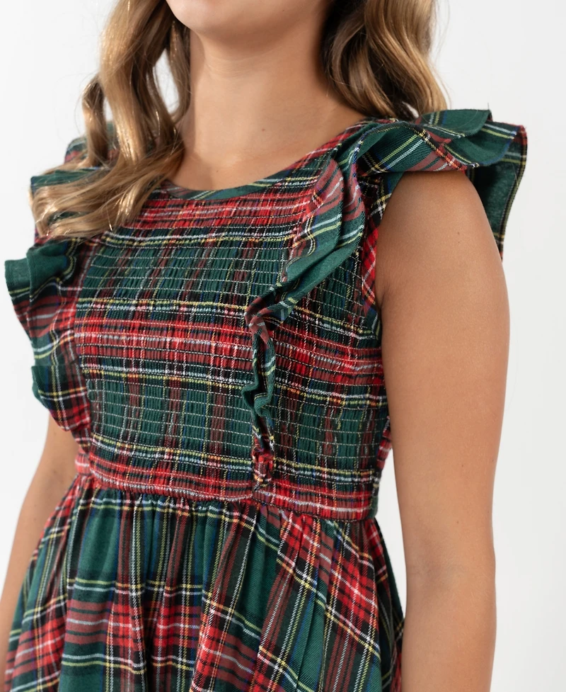 Rare Editions Girls 7-16 Woven Smocked Sleeveless Bodice Dress