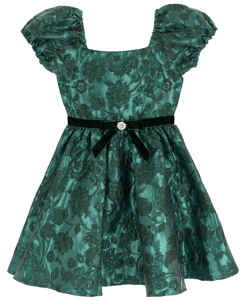 Rare Editions Girls 7-16 Brocade Puff Sleeves Dress