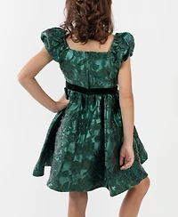 Rare Editions Girls 2T-6X Two-Tone Brocade Short-Sleeve Dress