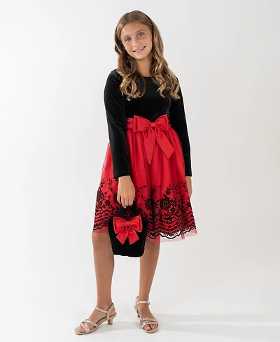 Rare Editions Girls 7-16 2-Piece Long-Sleeves Dress and Mini Handbag Set