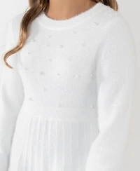 Rare Editions Girls 7-16 Long-Sleeves Pleated Sweater Dress